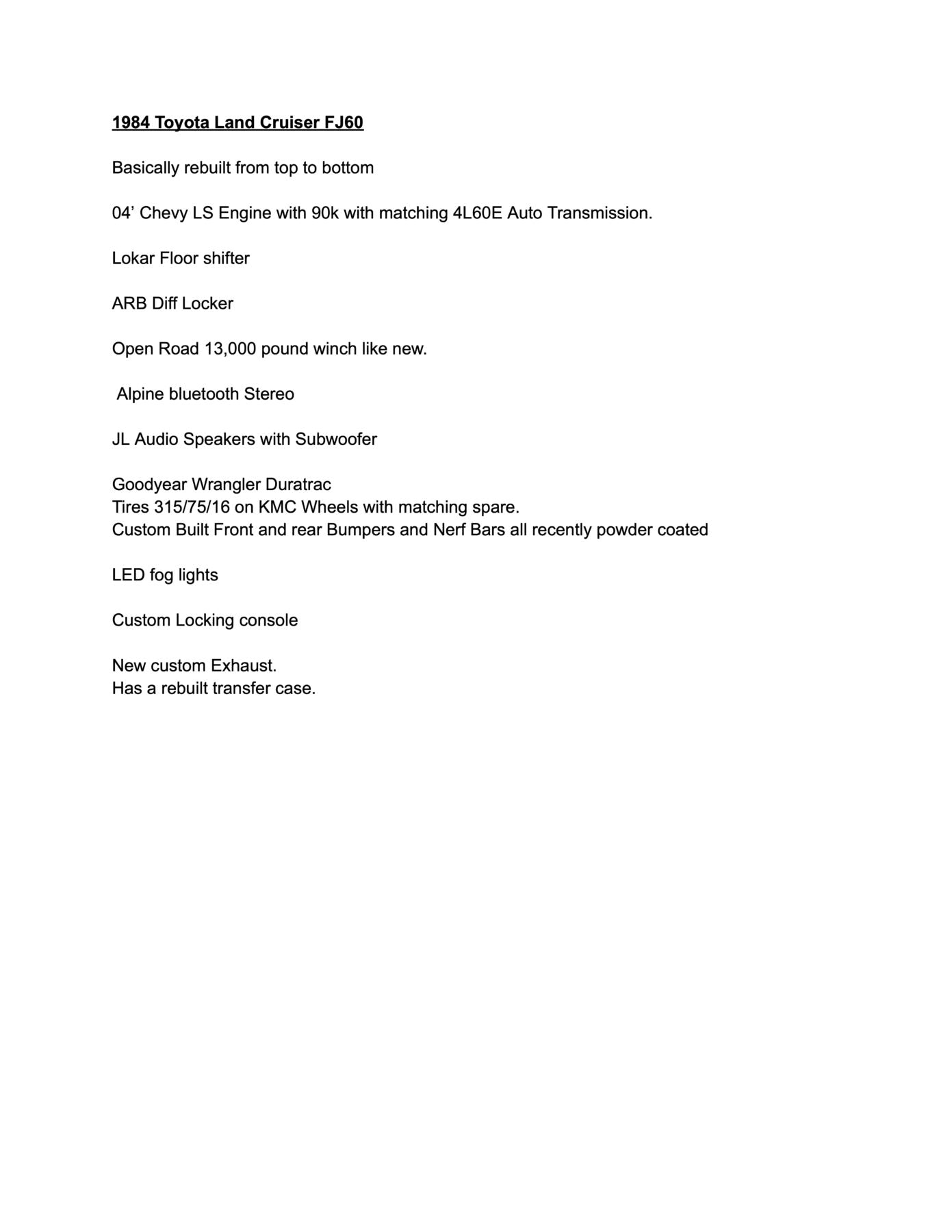 1984 Toyota Land Cruiser FJ60 LS Swap