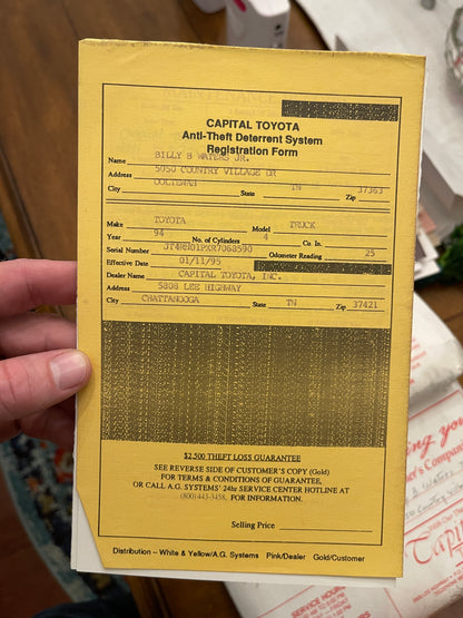 1994 Toyota Pick-up 4x4 DX Single Family